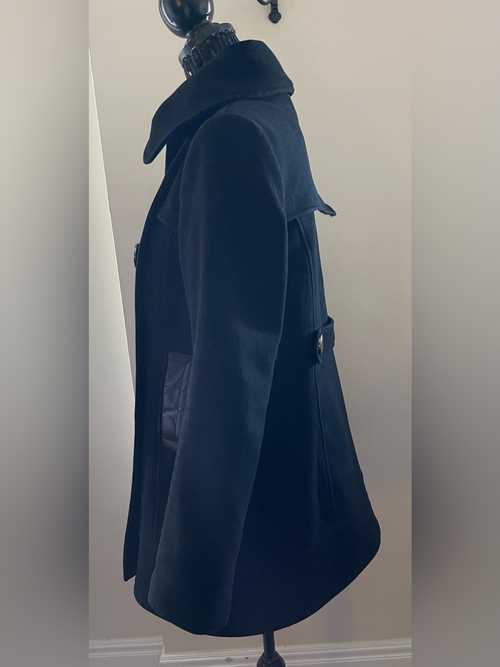 Mackage Black Button Wool Peacoat Size Large - Picture 3 of 16